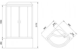 Душевая кабина Royal Bath BK стекло матовое 90x90см RB90BK1-M